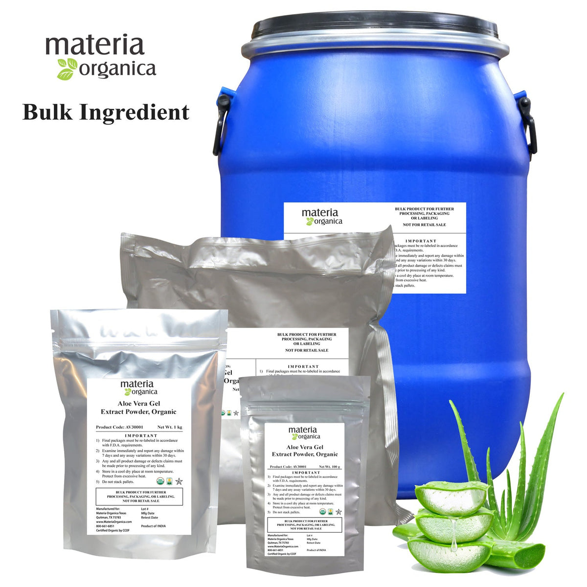 Aloe Vera Extract Gel Powder, Organic Item #AV30001 (2.2 lb / 1k) bulk