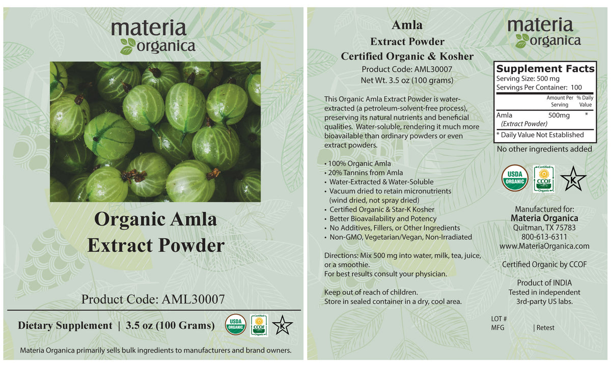 Amla Extract Powder, 20% Tannins, Organic Item #AML30007 (3.5 oz / 100 g)
