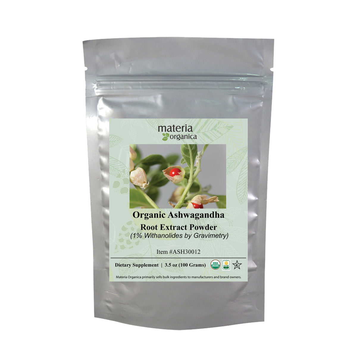 Ashwagandha Root Extract Powder, Organic Item #ASH30012 (3.5 oz / 100 g)