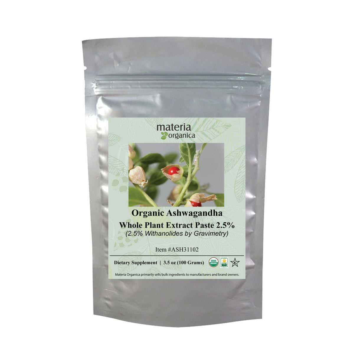Ashwagandha Whole Plant Extract Paste, 2.5% Withanolides, Organic Item #ASH31102 (3.5 oz / 100 grams)