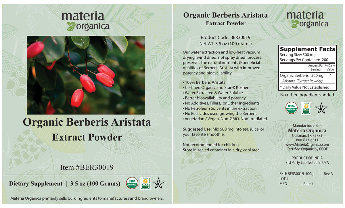 Organic Berberis Aristata Full-Spectrum Extract Powder (100g)