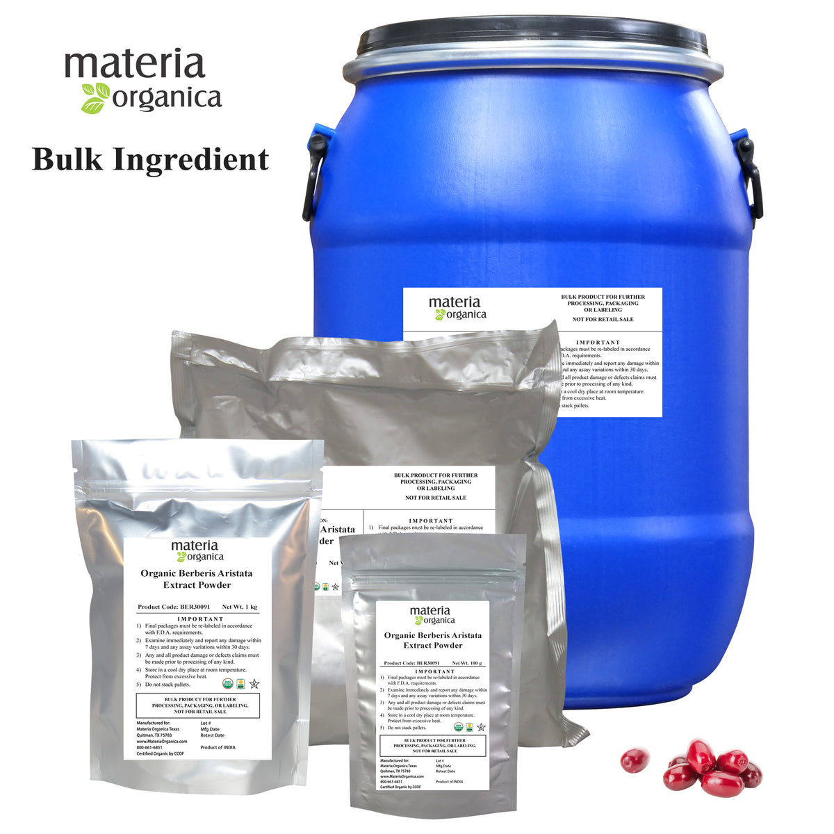 Berberis Aristata Berberine Extract Powder, Organic Item 55% Berberin (2.2 lb / 1 kg) bulk