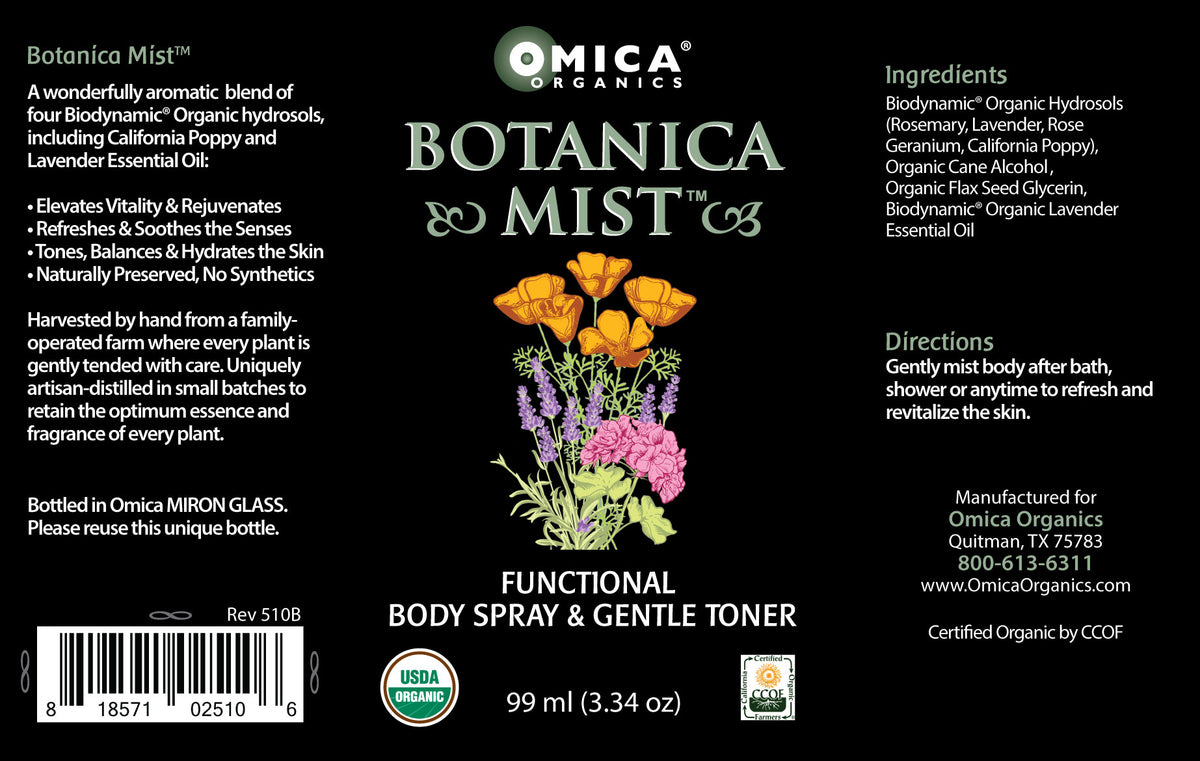 Botanica Mist Biodynamic Functional Body Spray & Gentle Toner (3.34 oz / 99 ml)
