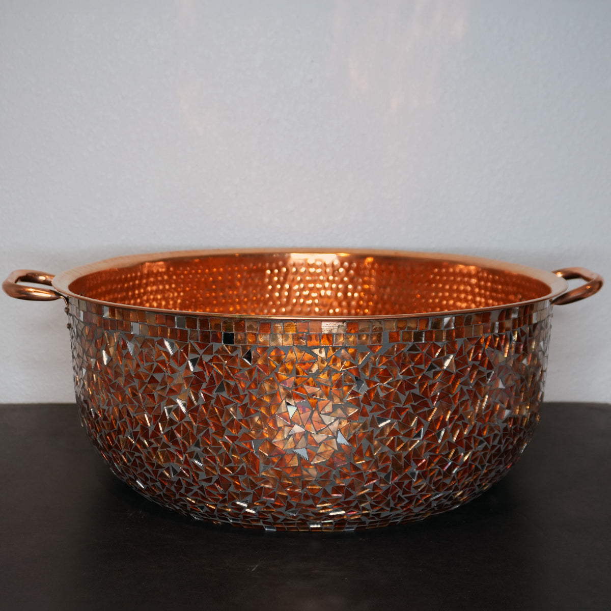 Hand-Hammered Copper Mosaic Foot bath Bowl
