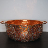Hand-Hammered Copper Mosaic Foot bath Bowl