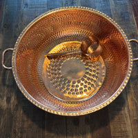 Hand-Hammered Copper Mosaic Foot bath Bowl with Free Copper Ladle**