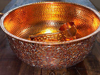 Hand-Hammered Copper Mosaic Foot bath Bowl with Free Copper Ladle**