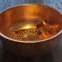 Hand-Hammered Copper Mosaic Foot bath Bowl with Free Copper Ladle**