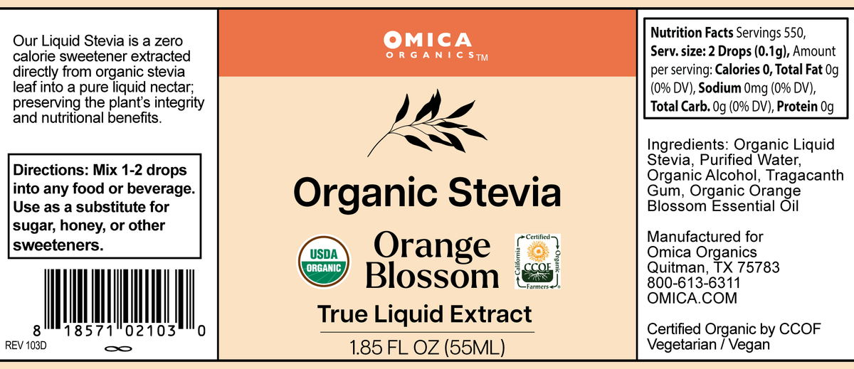 Stevia Liquid, Organic Orange Blossom (formerly "Sweet Blossom", 1.85 fl oz)
