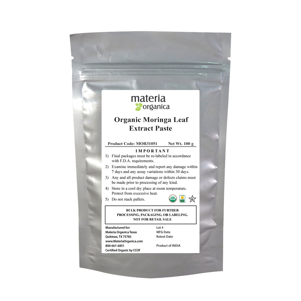 Moringa Leaf Extract Paste, Organic Item #MOR31051 (3.5 oz / 100 g)