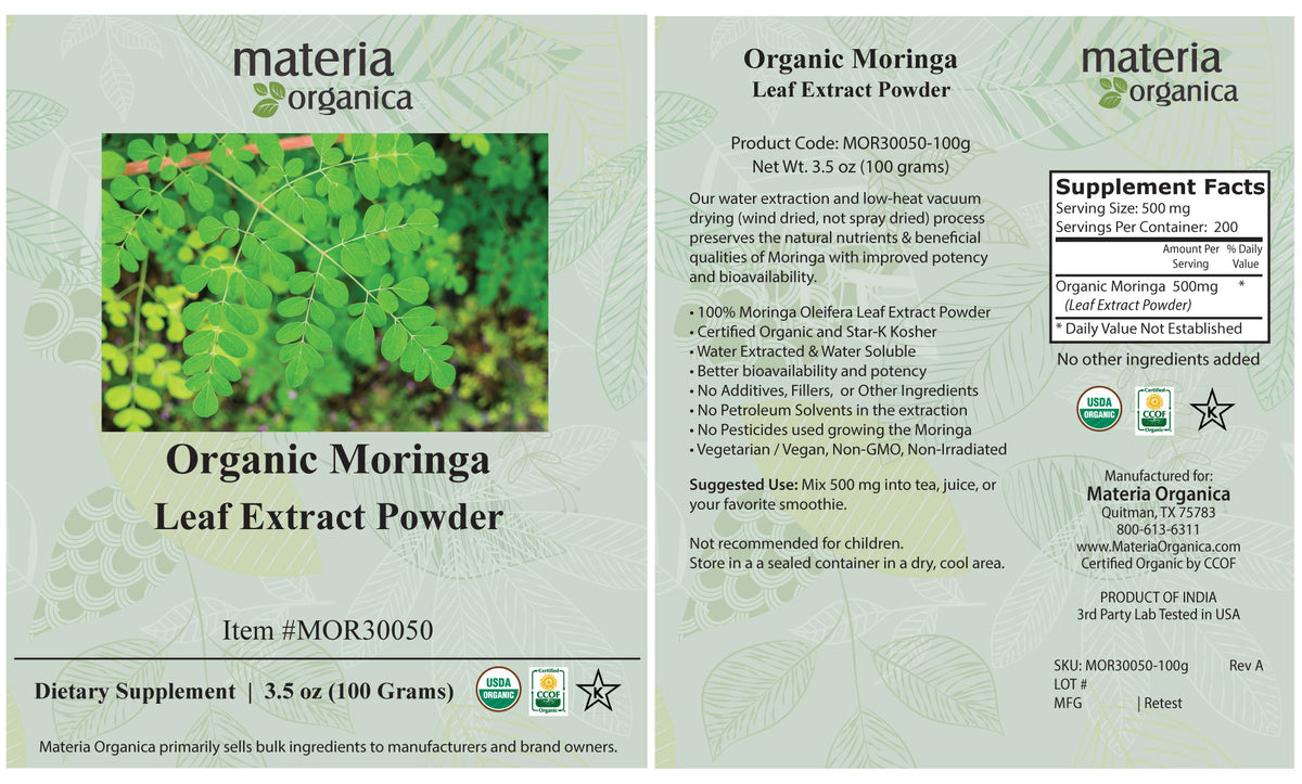 Organic Moringa Leaf Extract Powder - Water-Soluble (100g)