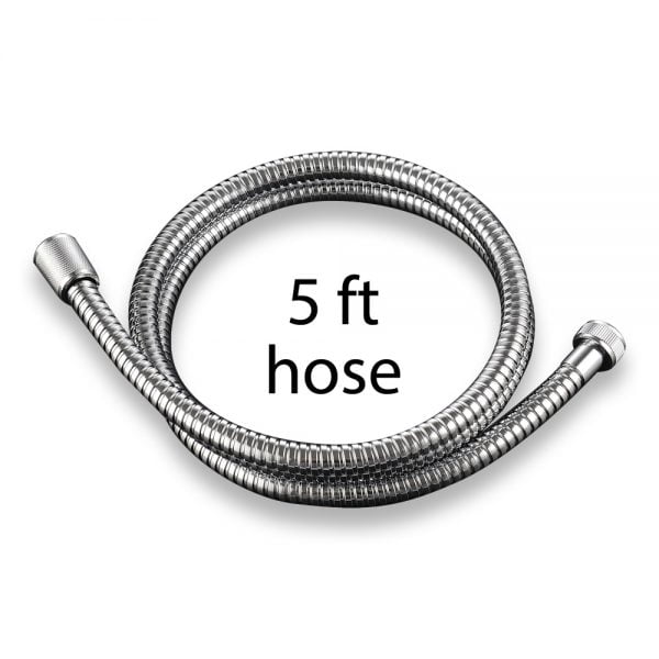 Premium Shower Hose - PVC-Free Silicone Lined, Stainless Steel (5 ft)