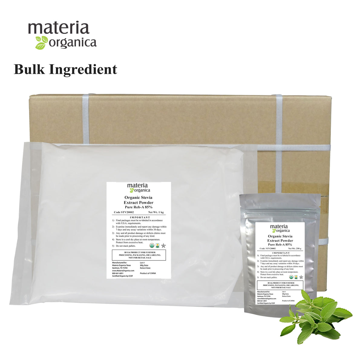 Organic Stevia Extract Powder 85% Reb-A - Kosher Certified (250g) Bulk