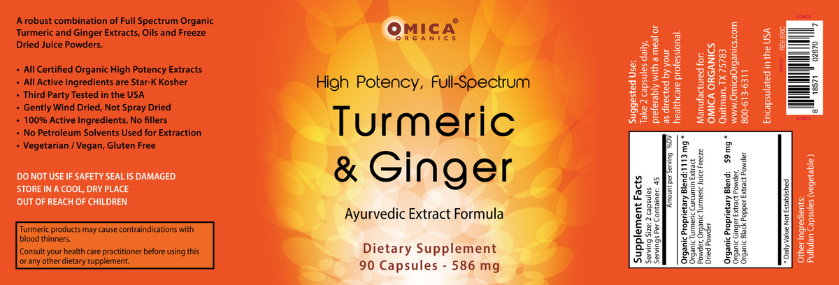 Turmeric & Ginger Ayurvedic Extract Formula (90 Capsules)