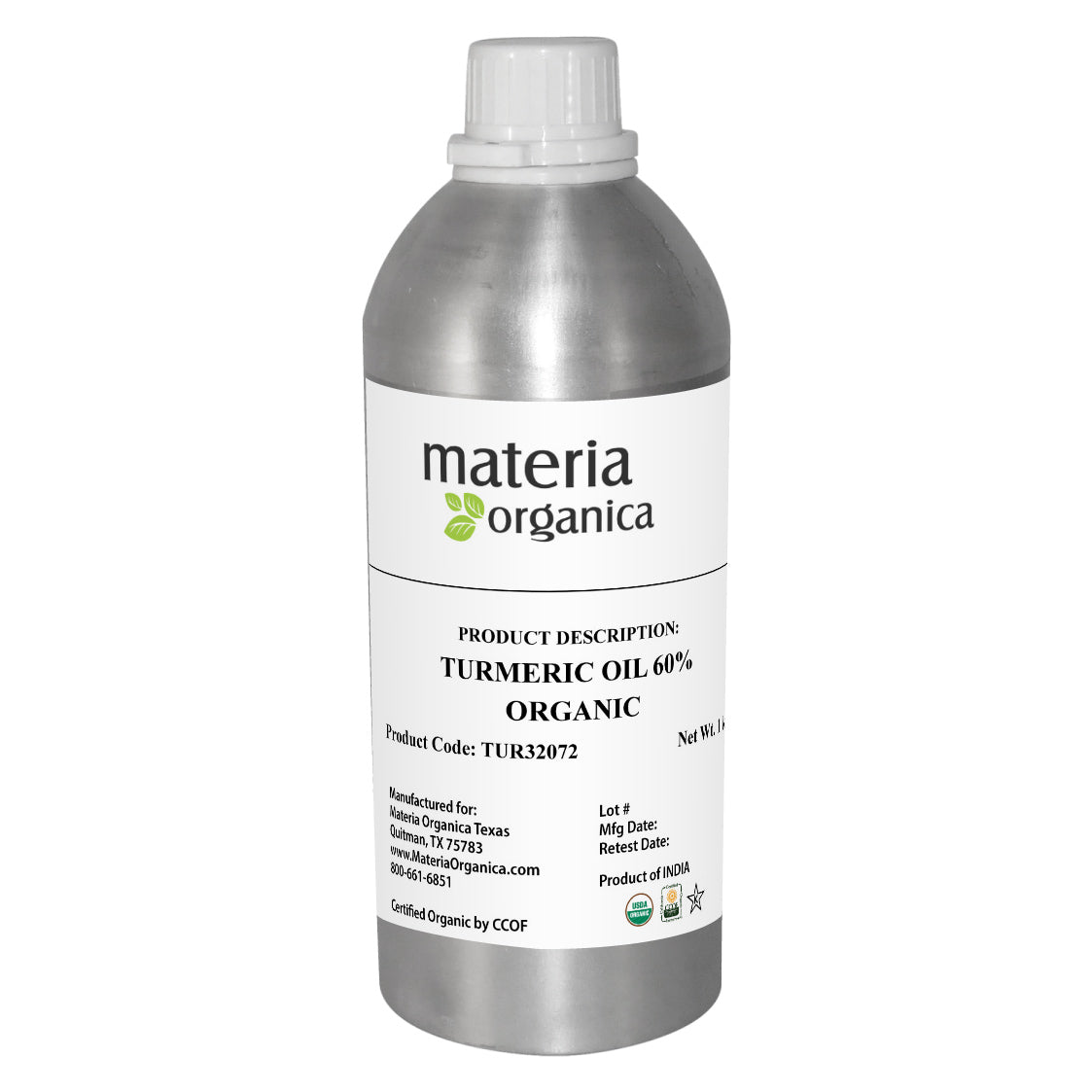 Turmeric Oil, 60% Turmerone, CO2 Extracted Organic Item #TUR32072 (2.2 lb / 1 kg) bulk